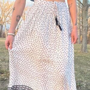 Floral White Maxi Skirt